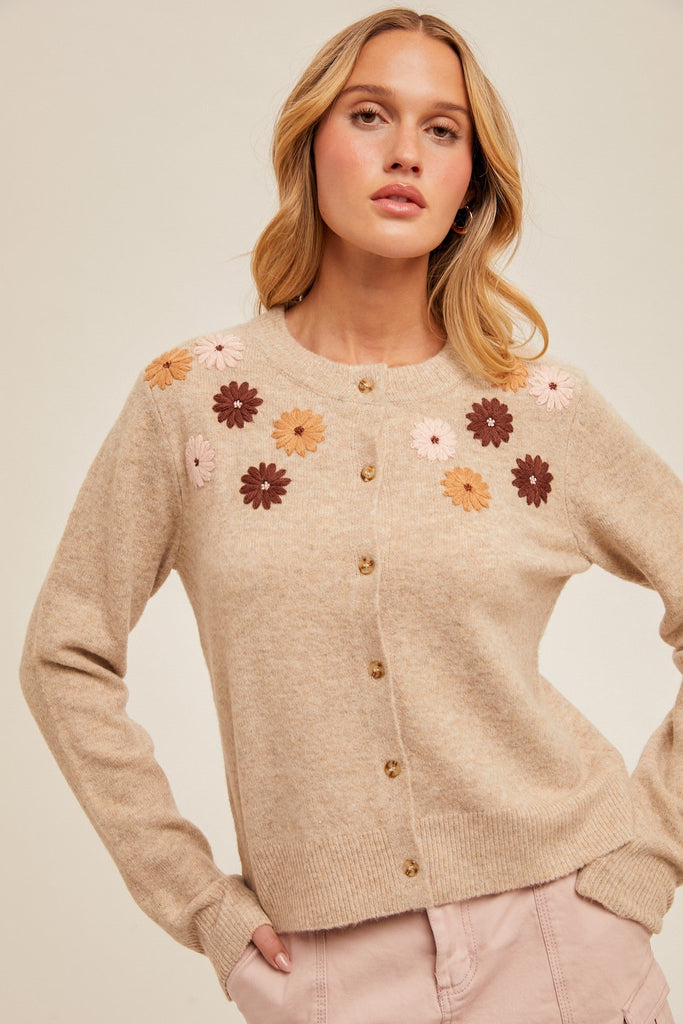 Daisy Embroidered Cardigan - MISRED