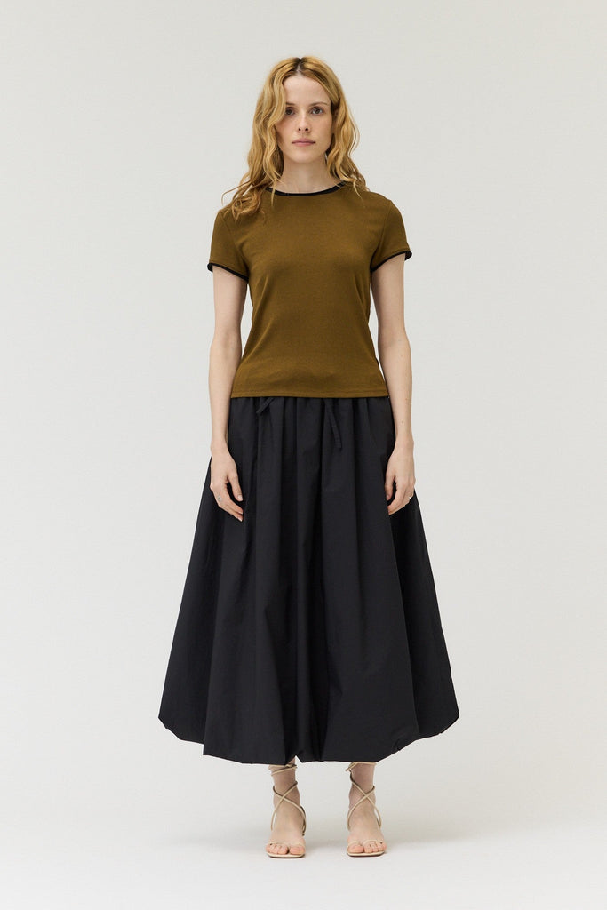 Dark Moss Rolled Black Edge Top - MISRED