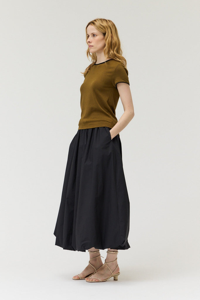 Dark Moss Rolled Black Edge Top - MISRED
