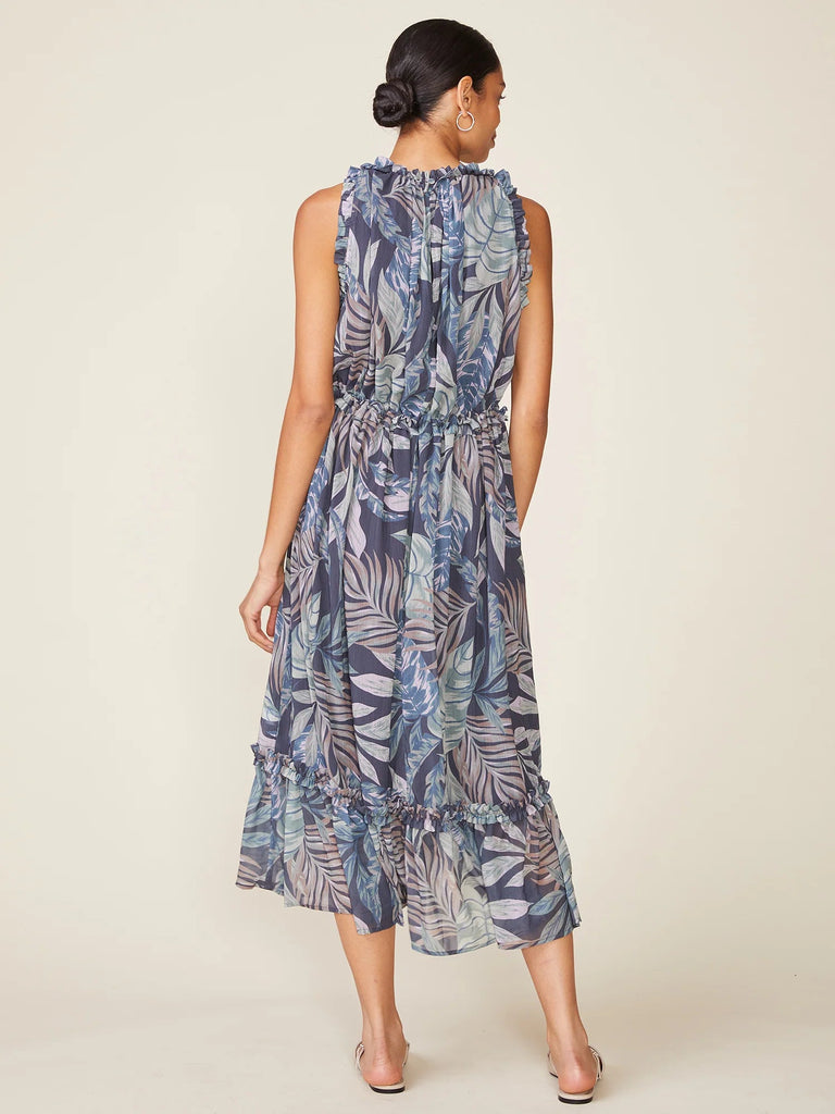 Deep Lilac Fall Garden Midi Dress - MISRED