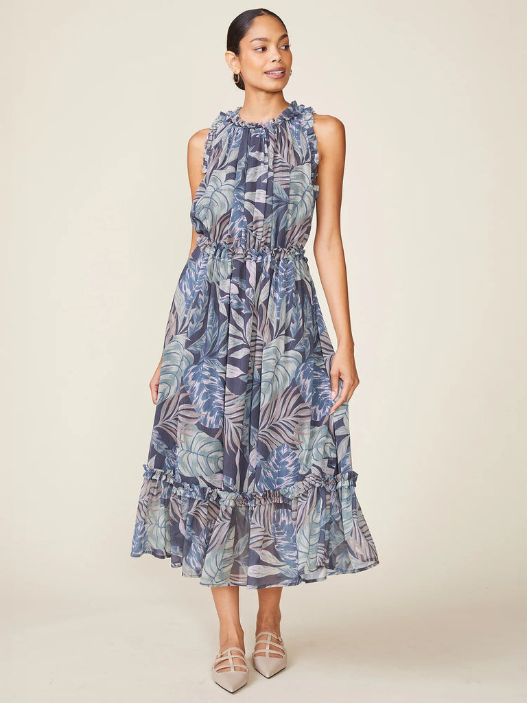 Deep Lilac Fall Garden Midi Dress - MISRED