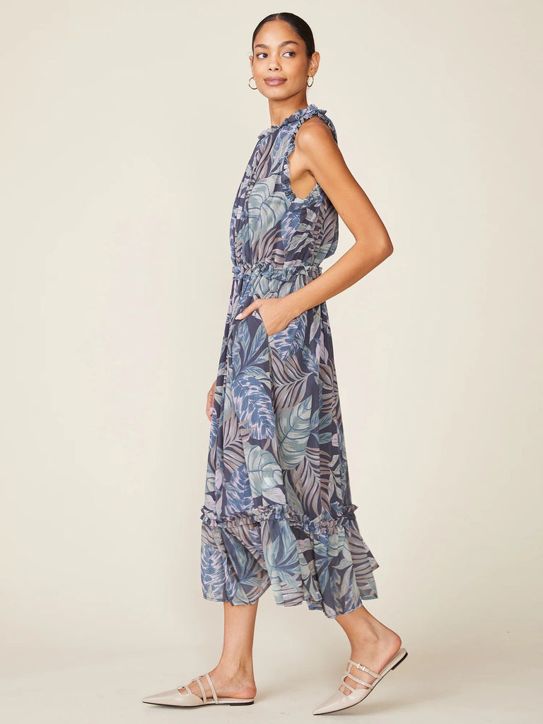 Deep Lilac Fall Garden Midi Dress - MISRED