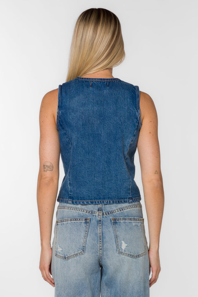 Dellis Denim Button Front Vest - MISRED