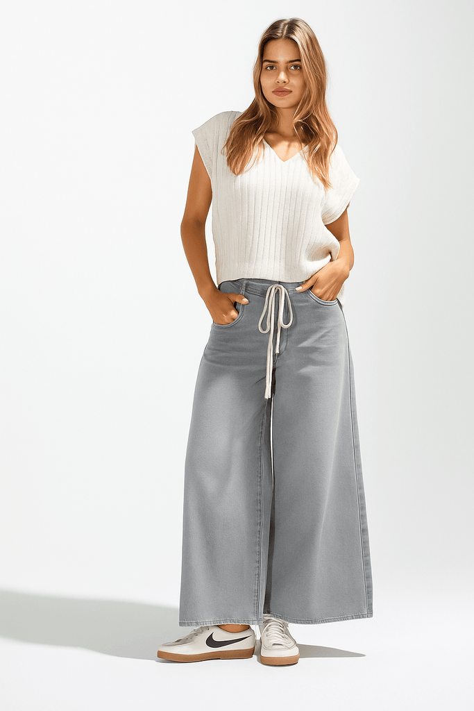 Drawstring Grey Pants - MISRED