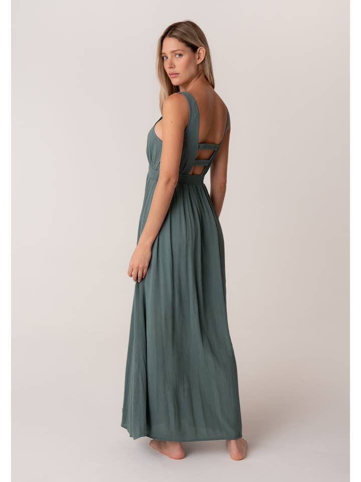 Dust Teal Button Front Maxi - MISRED