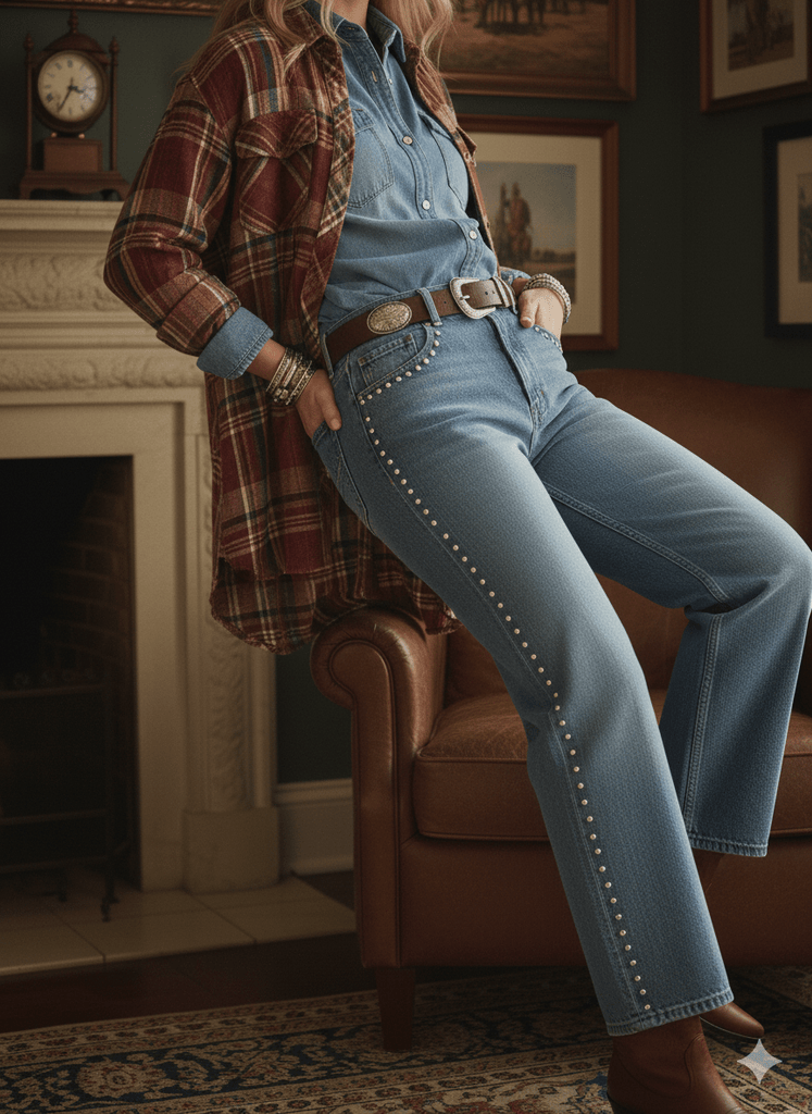 Embellished High - Waisted Wide Leg Jeans - MISRED