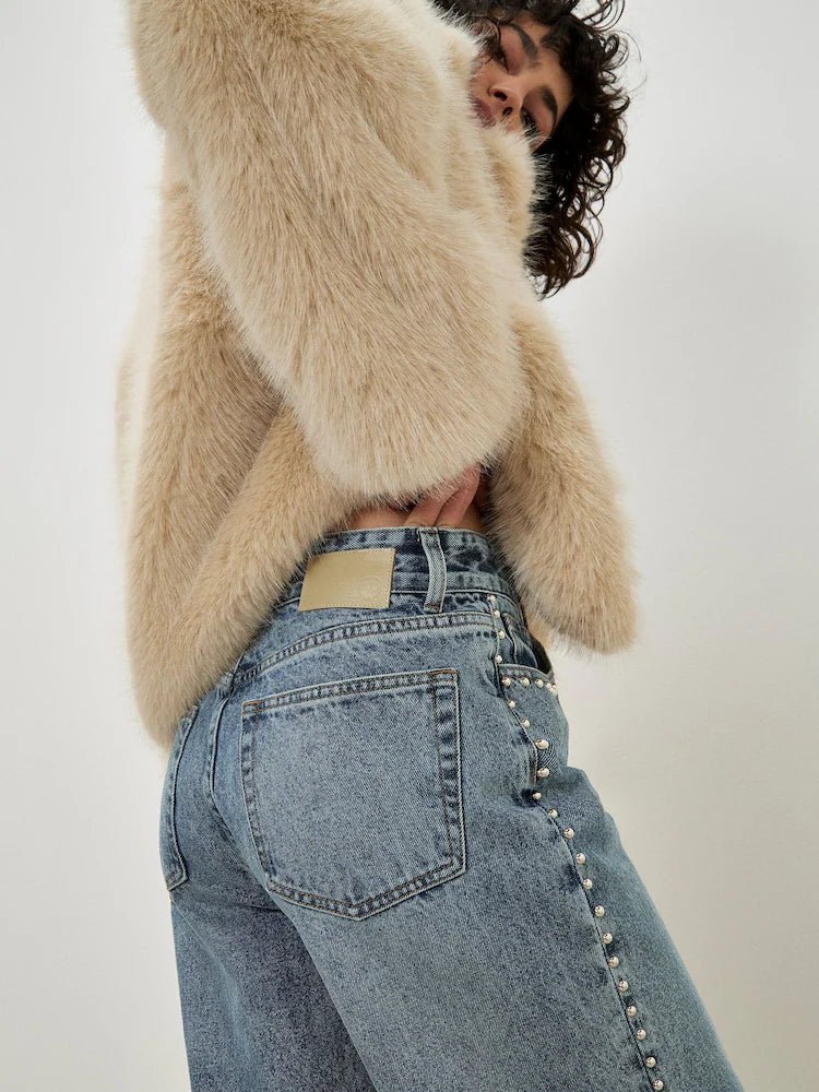 Embellished High - Waisted Wide Leg Jeans - MISRED