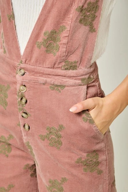 Embroidered Corduroy Jumpsuit - MISRED
