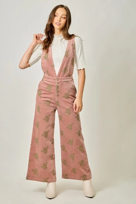 Embroidered Corduroy Jumpsuit - MISRED