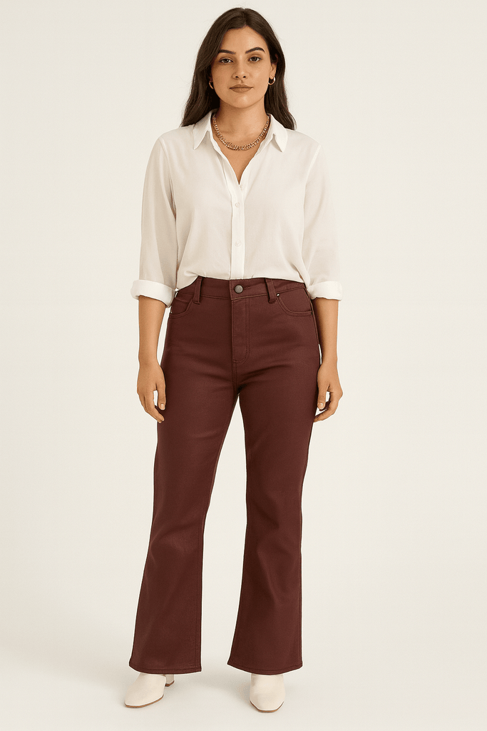 Faux Leather Flare Pants - MISRED