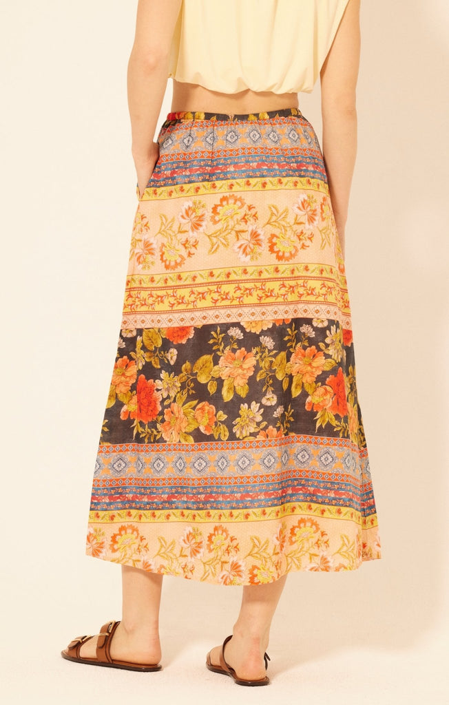 Floral Patchwork Midi Skirt - MISRED