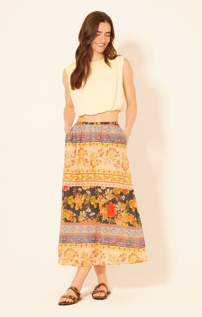 Floral Patchwork Midi Skirt - MISRED