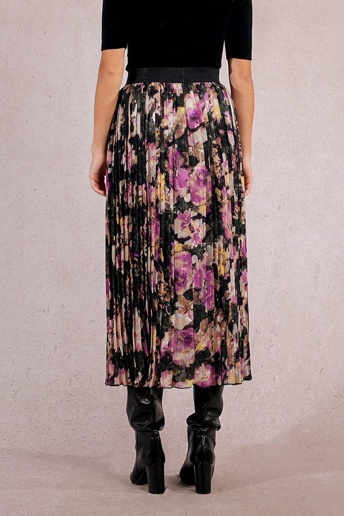 Floral Pleated Midi Skirt - MISRED