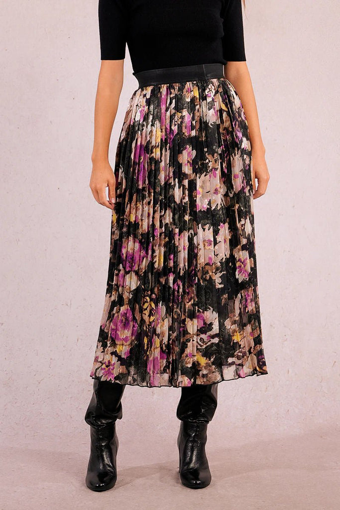 Floral Pleated Midi Skirt - MISRED