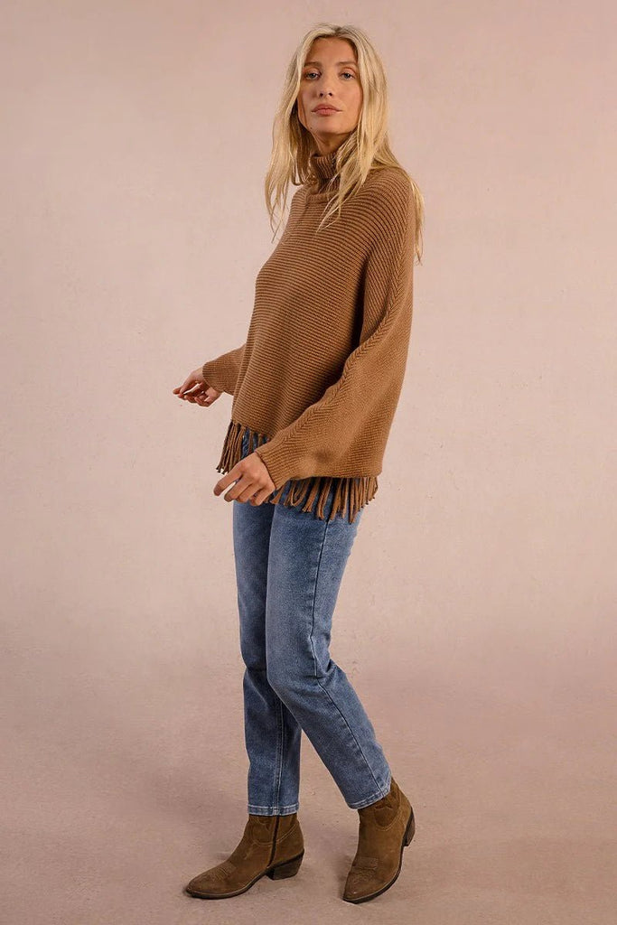 Fringe Turtleneck Sweater - MISRED