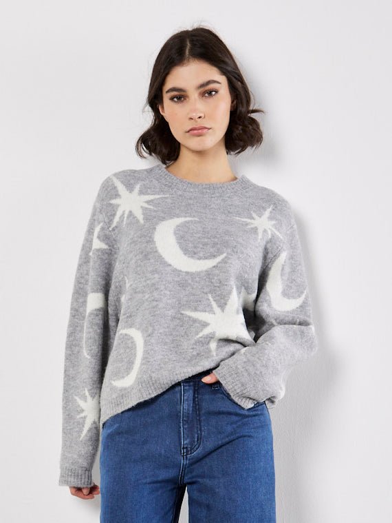 Grey Celestial Knit Sweater - MISRED