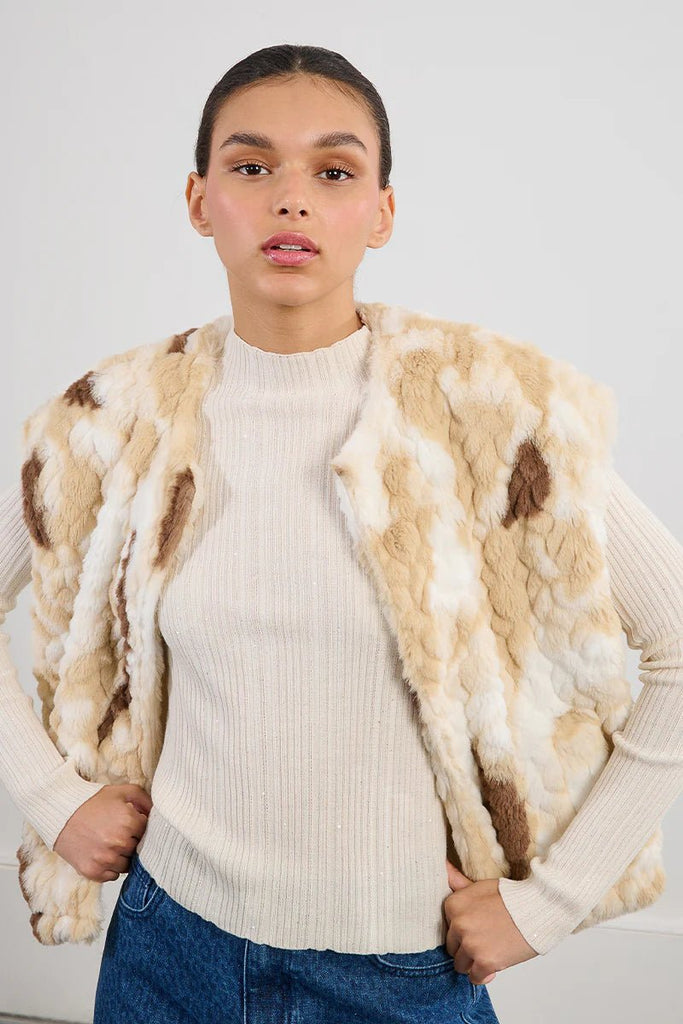 Ivory & Mocha Faux Fur Vest - MISRED