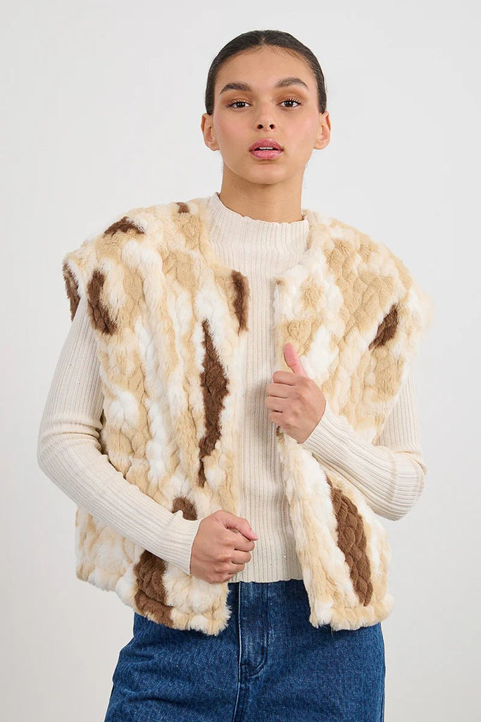 Ivory & Mocha Faux Fur Vest - MISRED