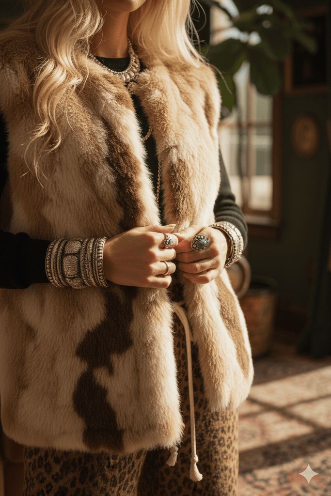 Ivory & Mocha Faux Fur Vest - MISRED
