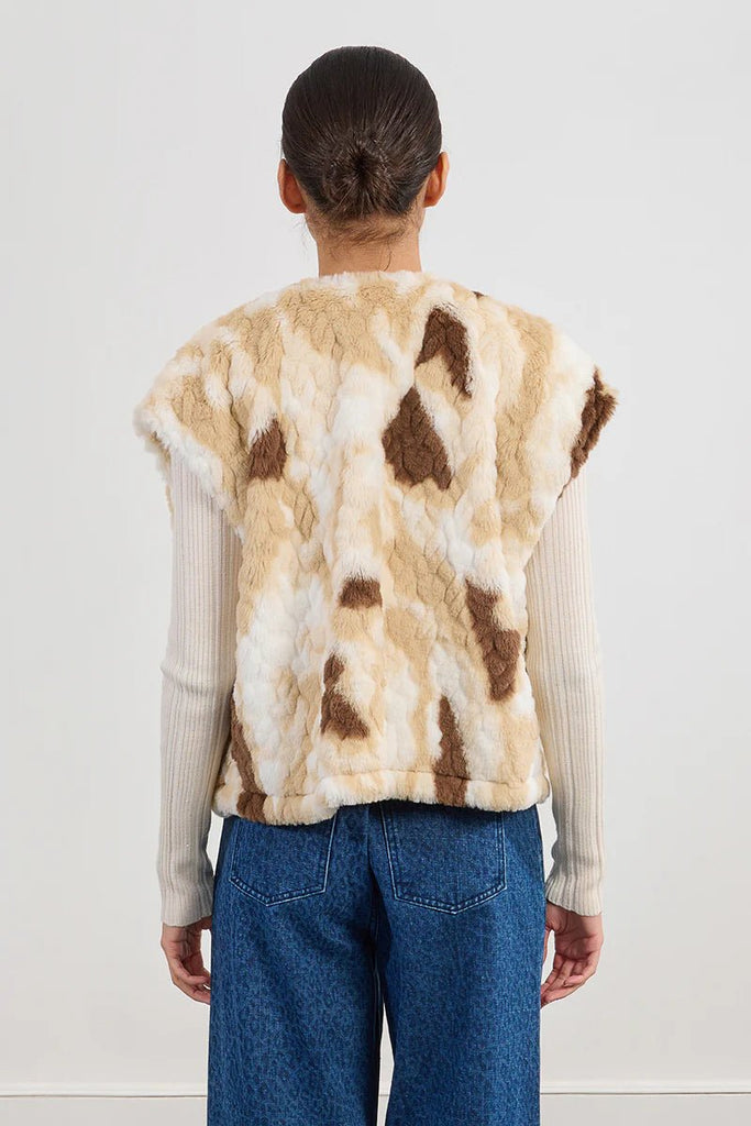 Ivory & Mocha Faux Fur Vest - MISRED