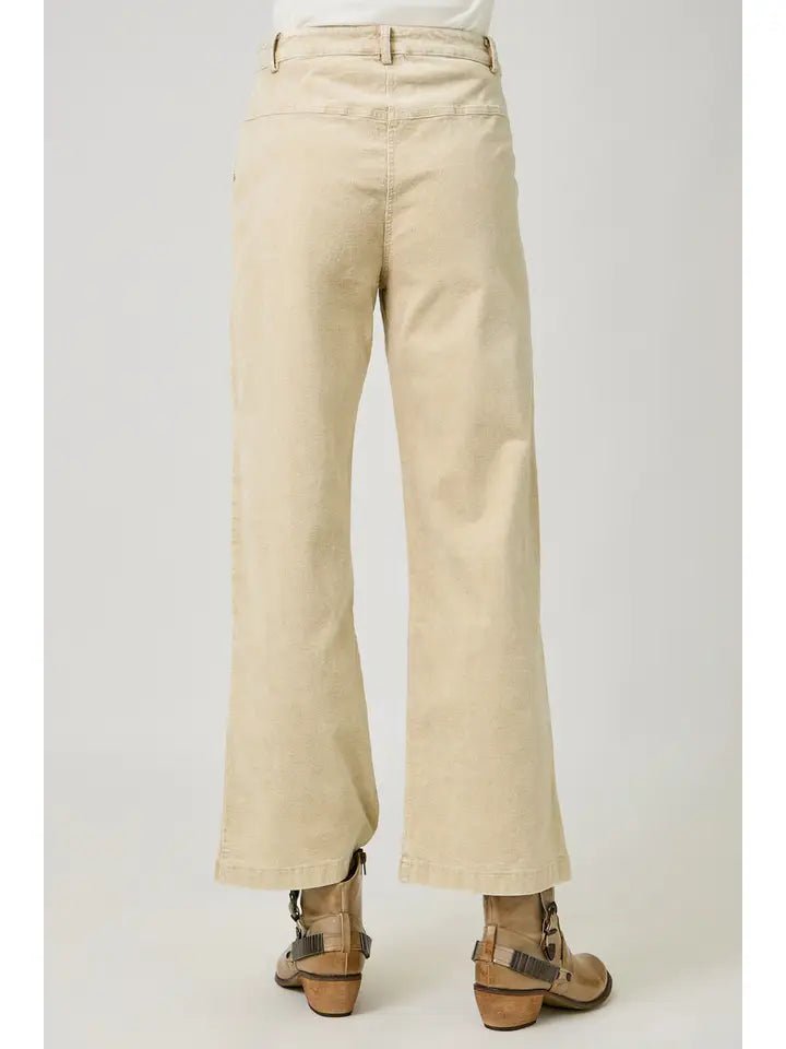 Ivory Wide Leg Corduroy Pants - MISRED