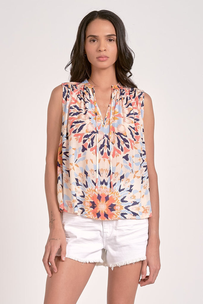 Kaleidoscope Design Sleeveless Top - MISRED