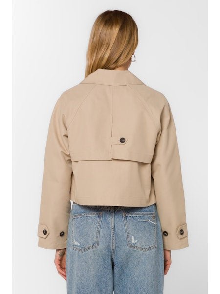 Khaki Cropped Trench Jacket - MISRED