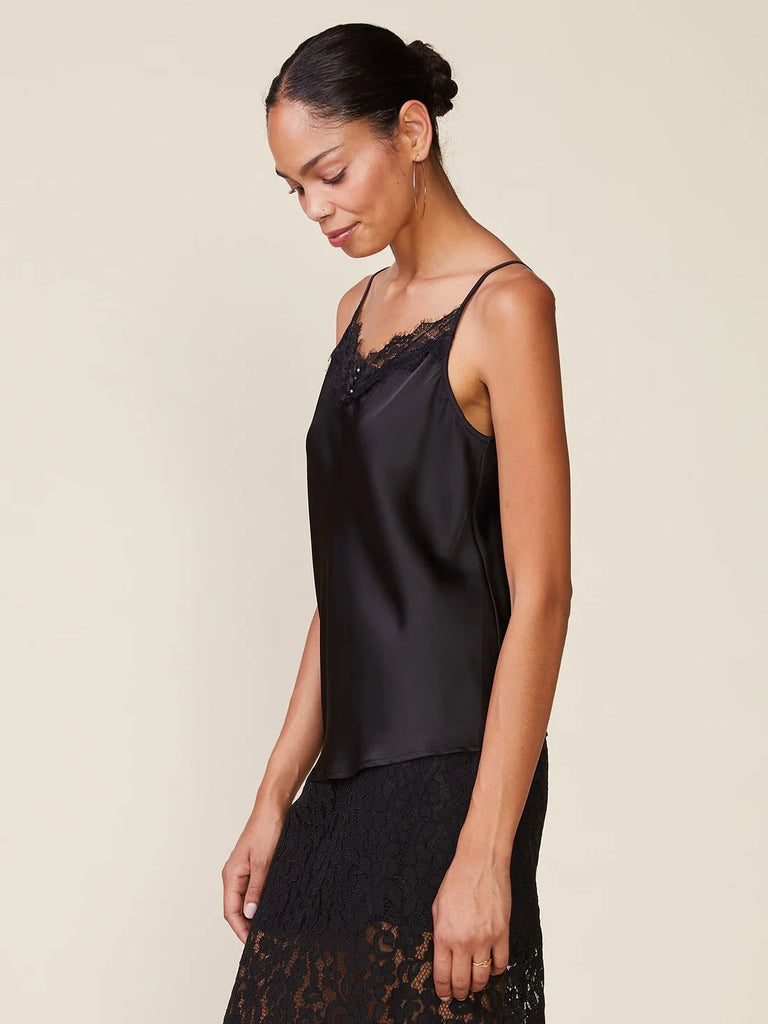 Lace Trim Satin Cami - MISRED
