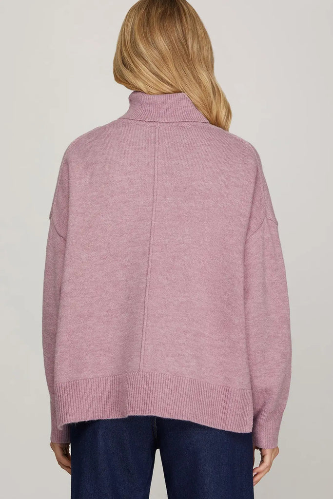 Lavender Turtleneck Sweater - MISRED