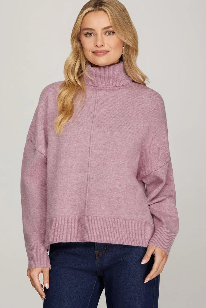 Lavender Turtleneck Sweater - MISRED