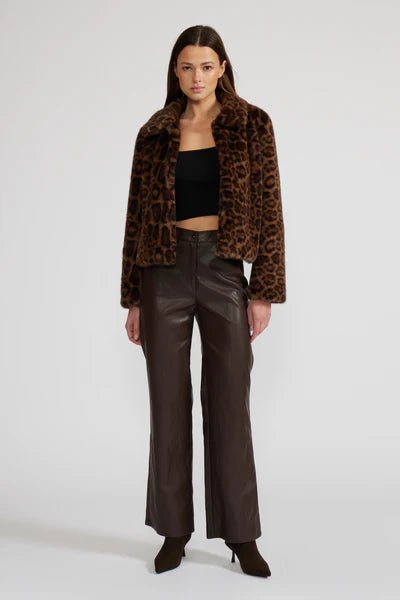 Leopard Faux Fur Cropped Jacket - MISRED