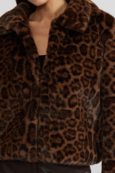 Leopard Faux Fur Cropped Jacket - MISRED