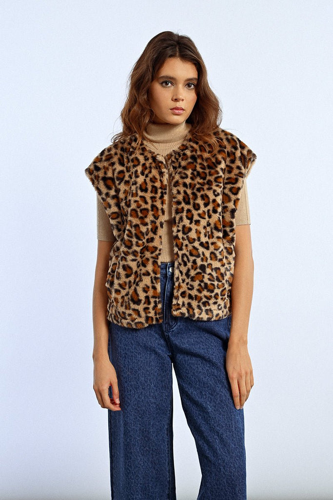 Leopard Faux Fur Vest - MISRED