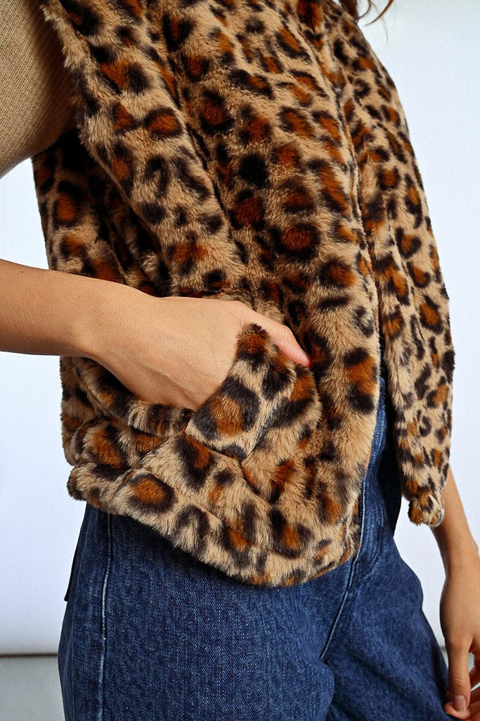Leopard Faux Fur Vest - MISRED