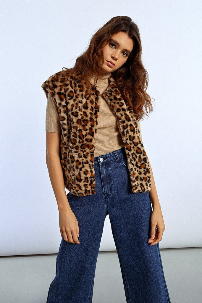 Leopard Faux Fur Vest - MISRED