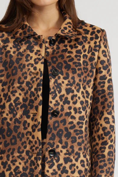 Leopard Print Button Up Coat - MISRED