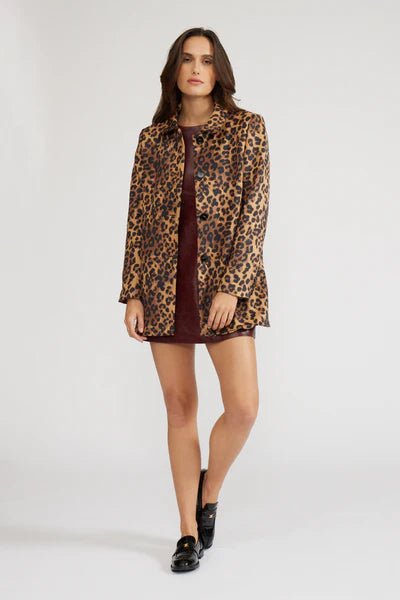 Leopard Print Button Up Coat - MISRED