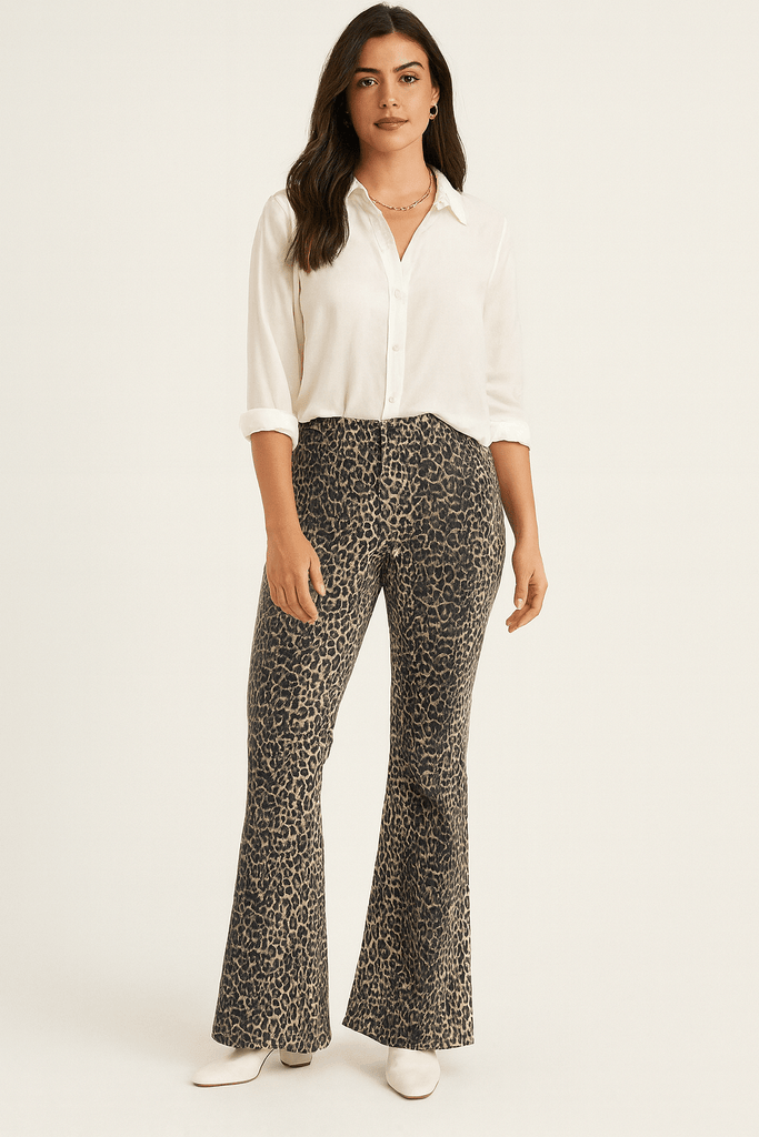 Leopard Print Flare Pants - MISRED