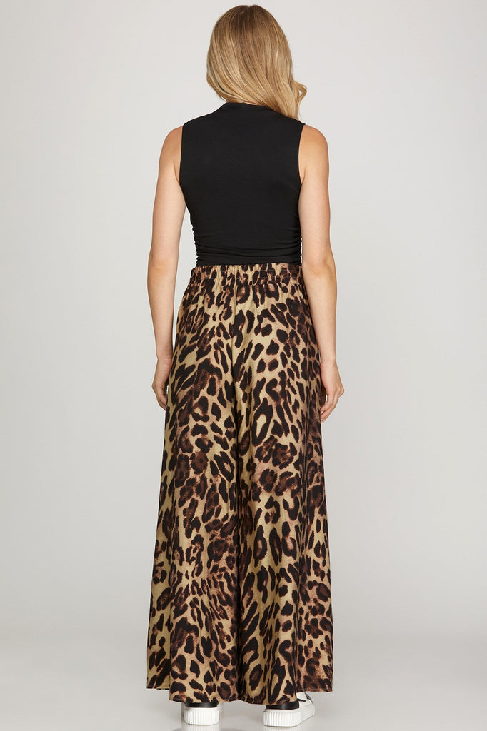 Leopard Tuxedo Stripe Wide Leg Pant - MISRED
