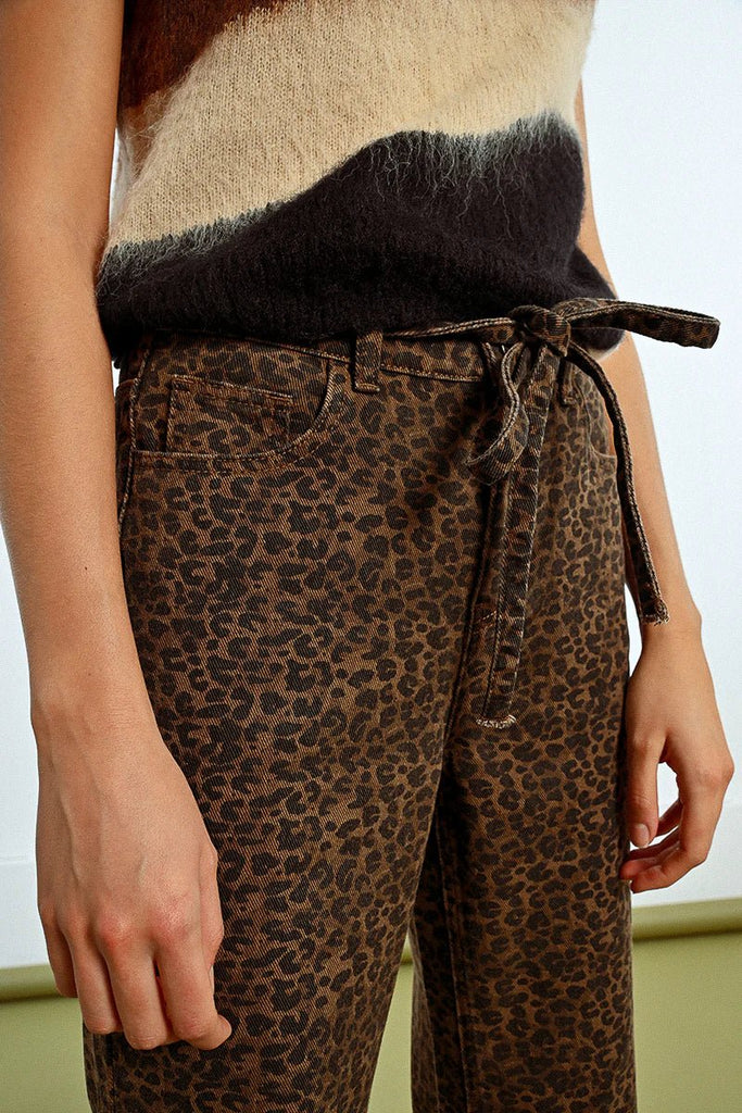 Leopard Wide Leg Denim Pant - MISRED
