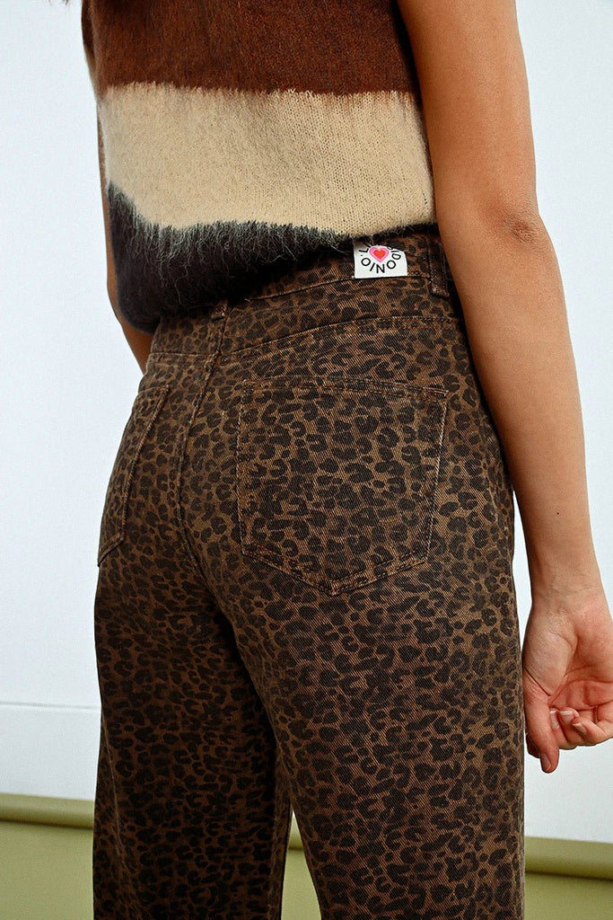 Leopard Wide Leg Denim Pant - MISRED