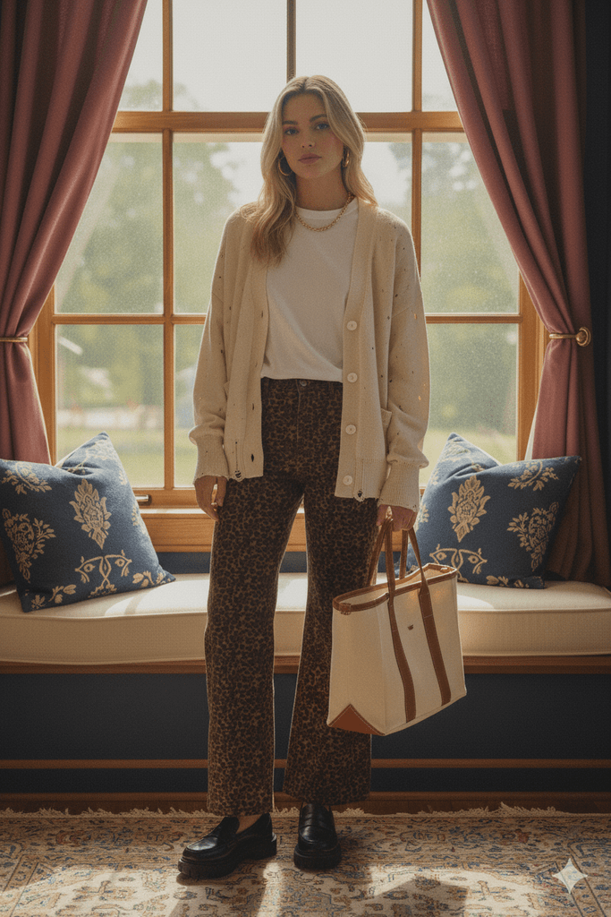 Leopard Wide Leg Denim Pant - MISRED