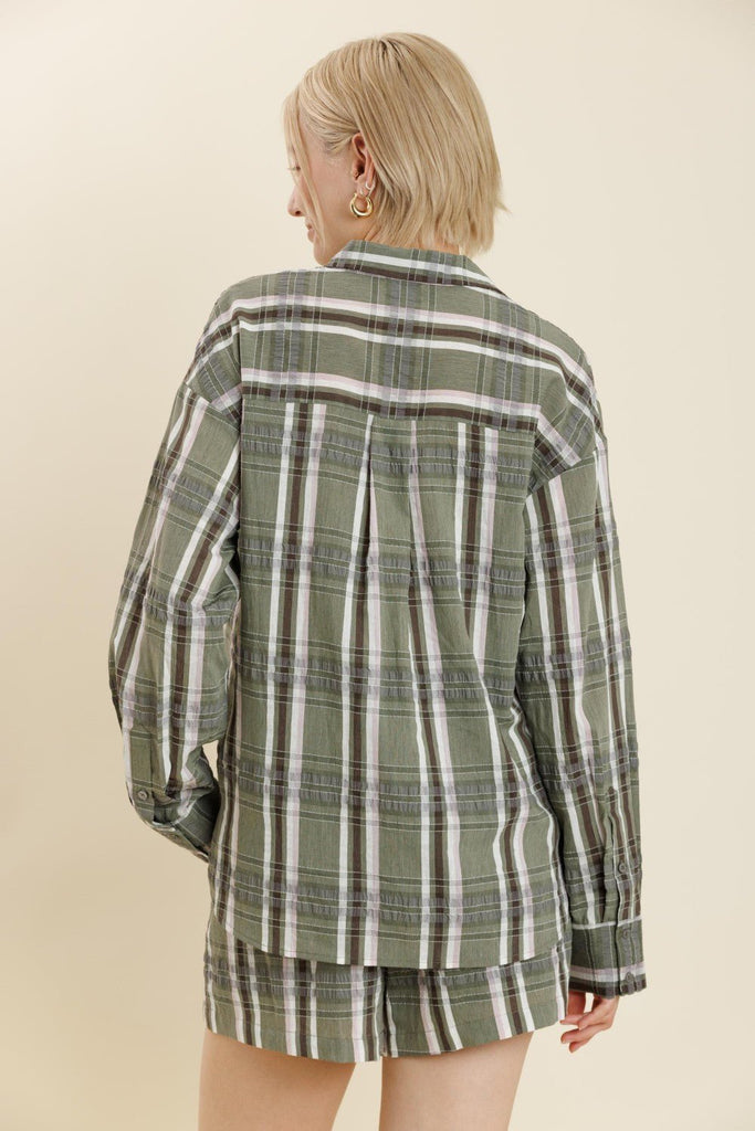 Lilac and Olive Striped Blouse - MISRED