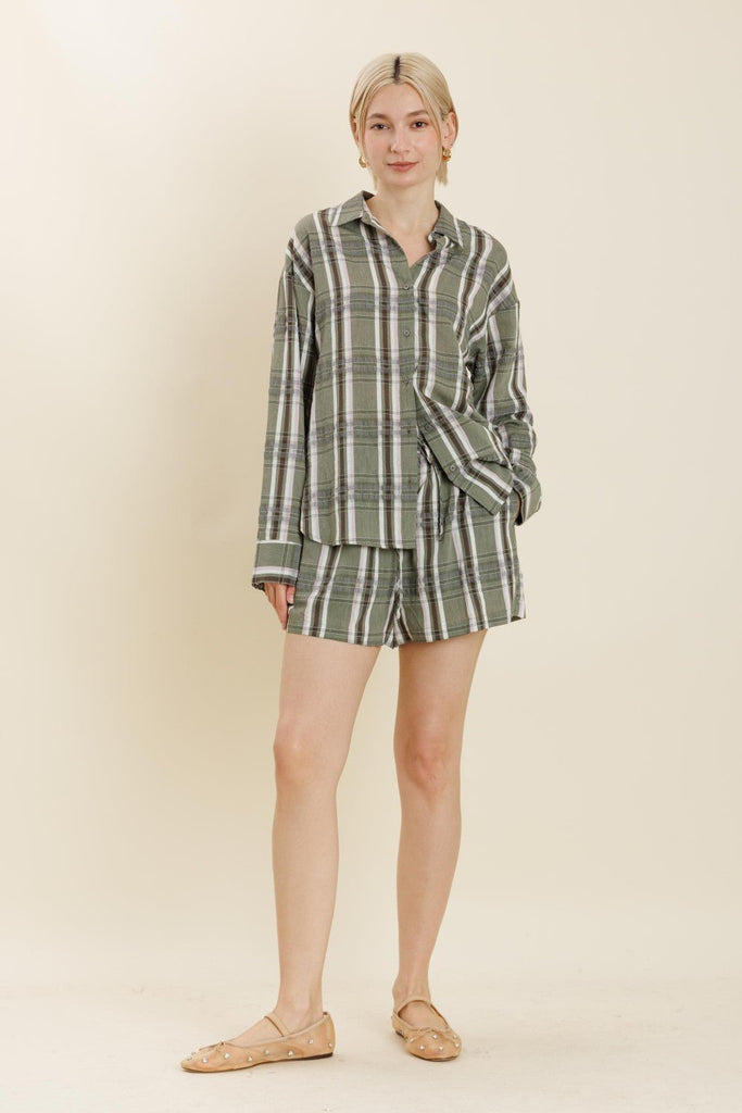 Lilac and Olive Striped Blouse - MISRED