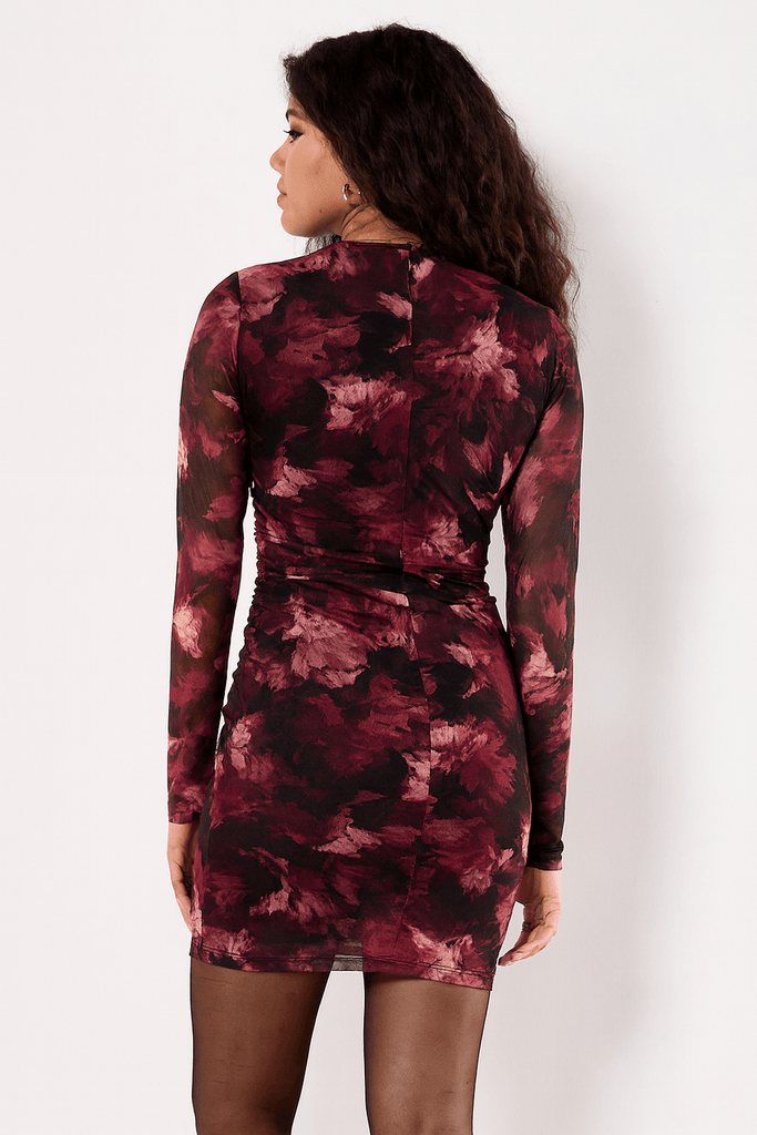Long Sleeve Mesh Midi Dress - MISRED