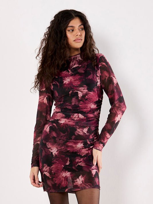 Long Sleeve Mesh Midi Dress - MISRED