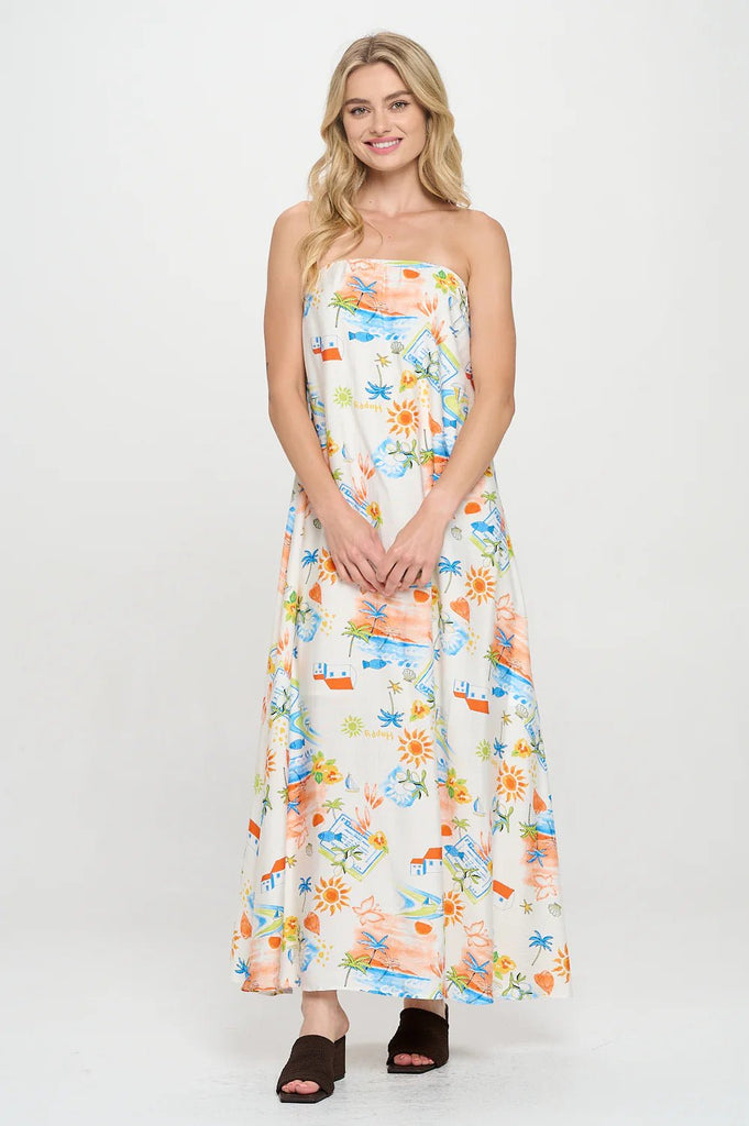 Mediterranean Daydream Tube Maxi Dress - MISRED