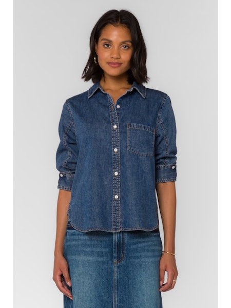 Medium Wash Long Sleeve Button Down - MISRED