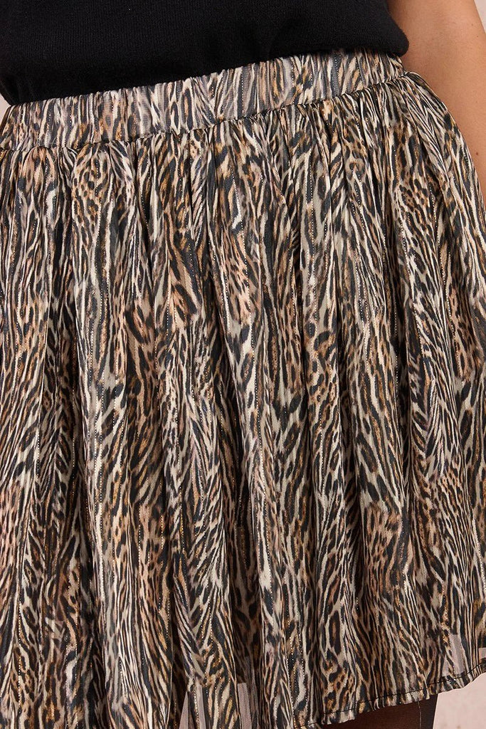 Metallic Animal Print Mini Skirt - MISRED