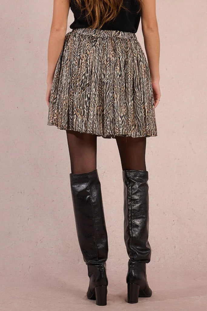 Metallic Animal Print Mini Skirt - MISRED